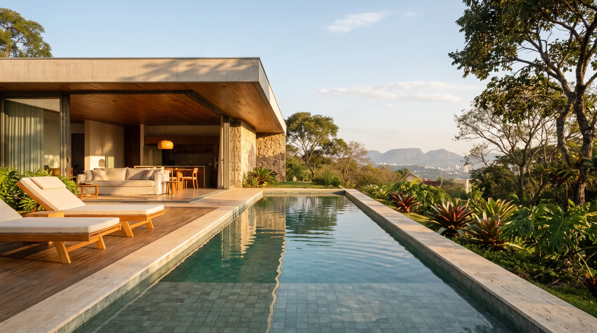 Casa contemporânea com piscina e área externa